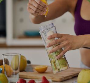 Woman and smoothie